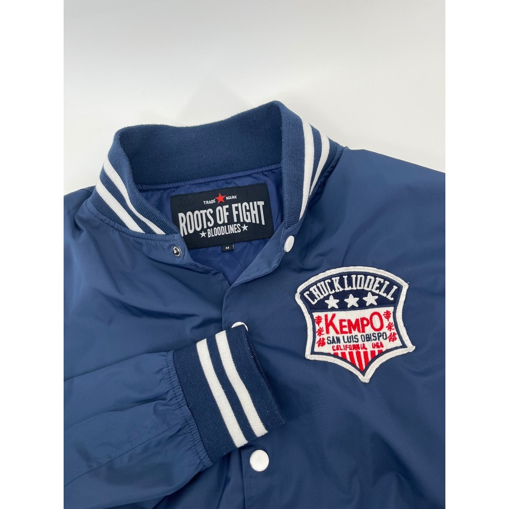 Roots of Fight Chuck Liddell Kempo Jacket Mens Medium Blue Varsity Bomber MMA